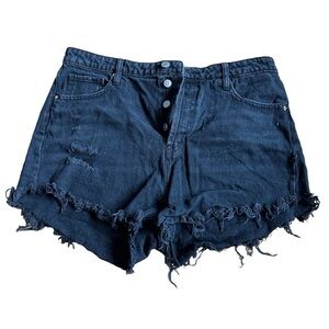 Wild Fable Black Buttonfly Distressed Denim Jean Highest Rise Short Women’s 12
